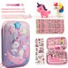 Estuche con útiles escolares Unicornio
