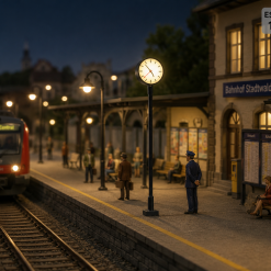 Reloj de piso con luz led a escala para trenes