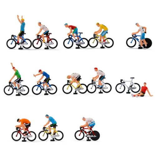 Ciclistas y bicicletas a escala