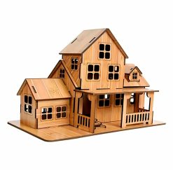Casa de madera armable a escala - 20x12x14cm